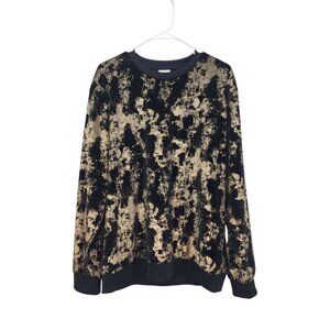 Zara Women's Black Gold Metallic Pullover Sweater Sz XL